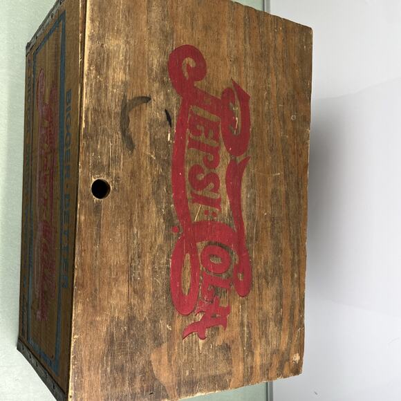 Vintage Pepsi Cola Advertising Wooden Wood Crate A Nickel Drink Worth A Dime - Picture 12 of 15